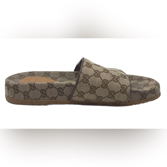 Gucci GG Monogram Canvas Platform Slide Sandals Brown Size 45 COA main image 9